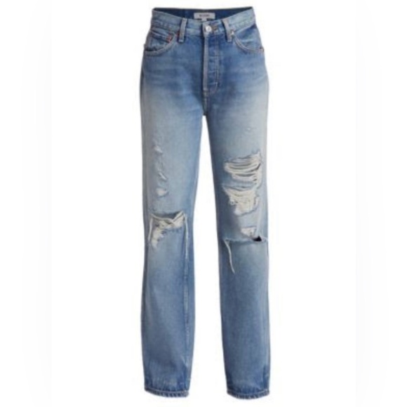 Re/done 90s High-Rise Relaxed Distressed Straight-Leg Jeans 27 - Picture 1 of 5